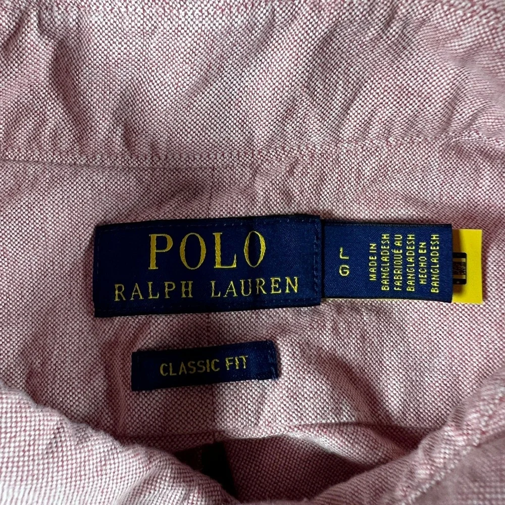 Polo Ralph Lauren Mens Large Pink Short Sleeve Oxford Button Down Shirt Classic
